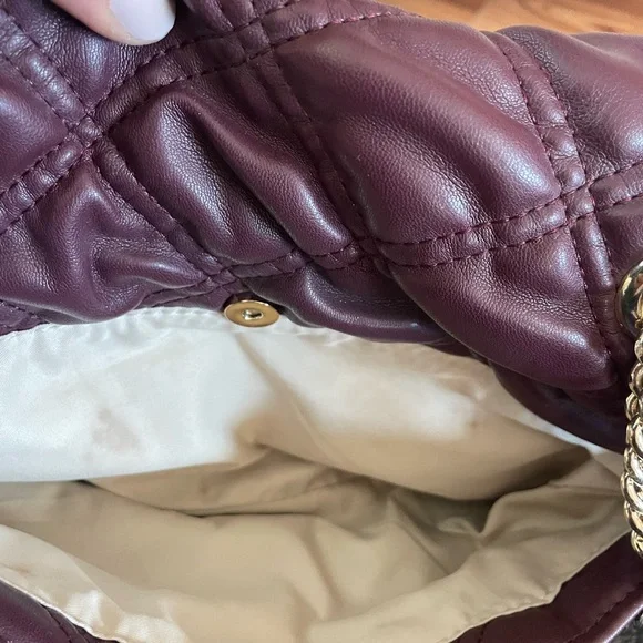 I.N.C International Concepts Soft Ajae Quilted Shoulder Bag Prune Maroon - Picture 9 of 10